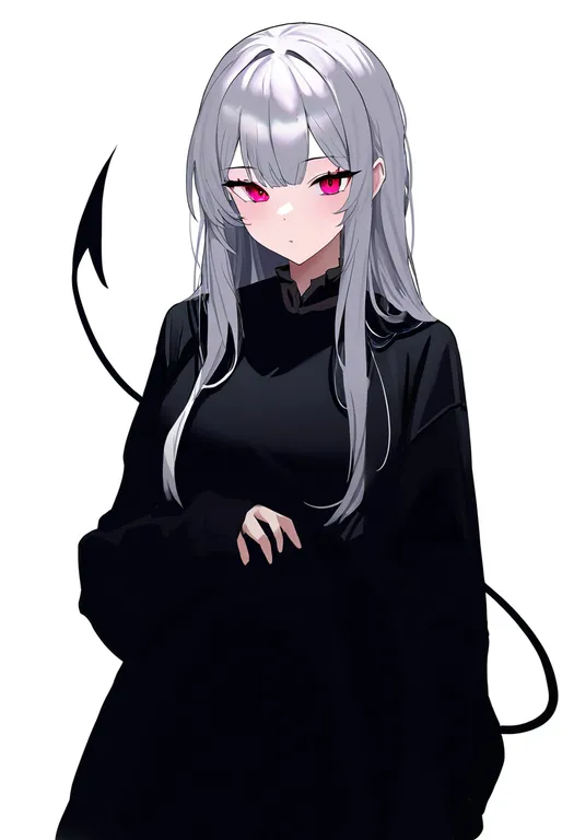 masterpiece, best quality, newest, absurdres, highres, safe, demon_tail, 1girl, solo, simple_background — by k3scat, made with ComfyUI