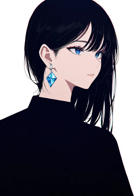 masterpiece, best quality, newest, absurdres, highres, safe, diamond_earrings, 1girl, solo, simple_background — by k3scat, made with ComfyUI
