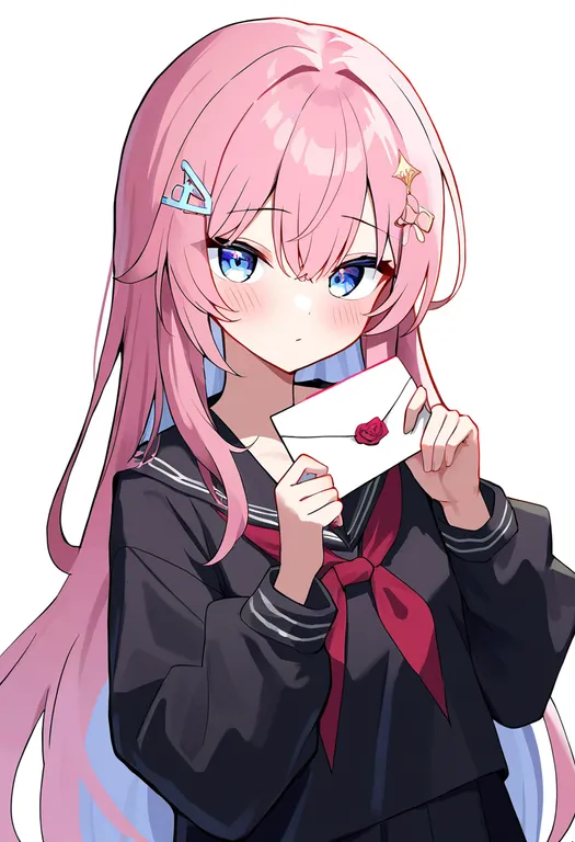 masterpiece, best quality, newest, absurdres, highres, safe, letter_hair_ornament, 1girl, solo, simple_background — by k3scat, made with ComfyUI