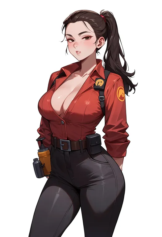 masterpiece, best quality, score_7, safe, team fortress 2, solo, simple background — by k3scat, made with ComfyUI
