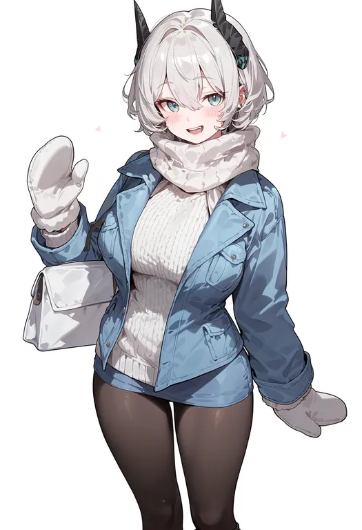 masterpiece, best quality, score_7, safe, white mittens, 1girl, solo, simple background — by k3scat, made with ComfyUI