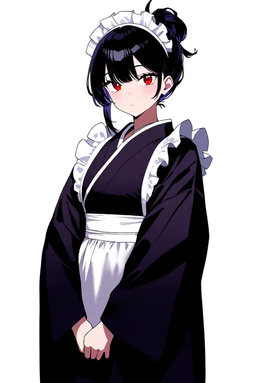 masterpiece, best quality, newest, absurdres, highres, safe, wa_maid, 1girl, solo, simple_background — by k3scat, made with ComfyUI