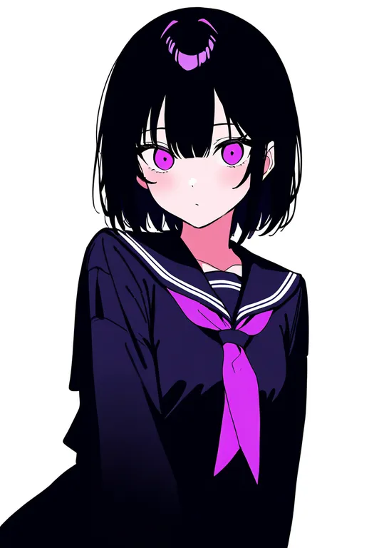 masterpiece, best quality, newest, absurdres, highres, safe, purple_sailor_collar, 1girl, solo, simple_background — by k3scat, made with ComfyUI