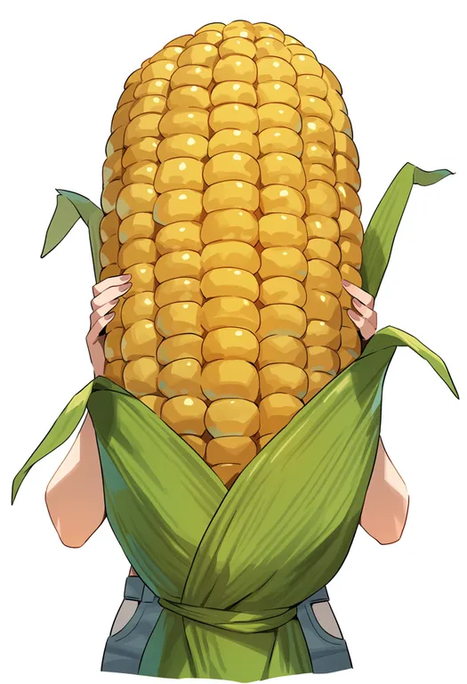 masterpiece, best quality, score_7, safe, corn, 1girl, solo, upper body, simple background — by k3scat, made with ComfyUI