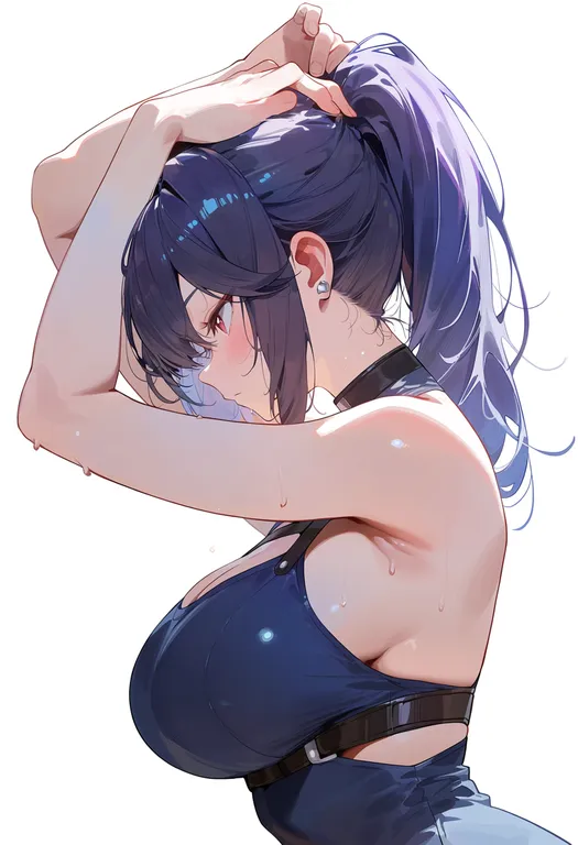 masterpiece, best quality, score_7, safe, commander (azur lane), azur lane, solo, upper body, simple background — by k3scat, made with ComfyUI