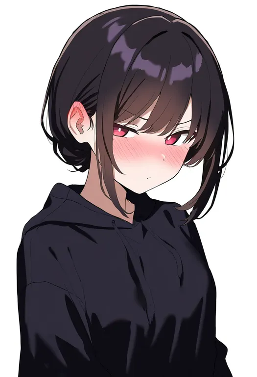 masterpiece, best quality, newest, absurdres, highres, safe, ear_blush, 1girl, solo, simple_background — by k3scat, made with ComfyUI