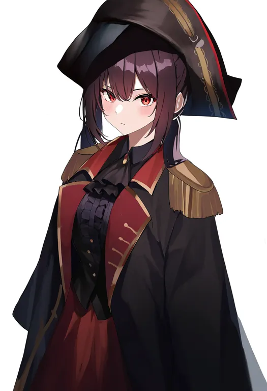 masterpiece, best quality, newest, absurdres, highres, safe, pirate_costume, 1girl, solo, simple_background — by k3scat, made with ComfyUI