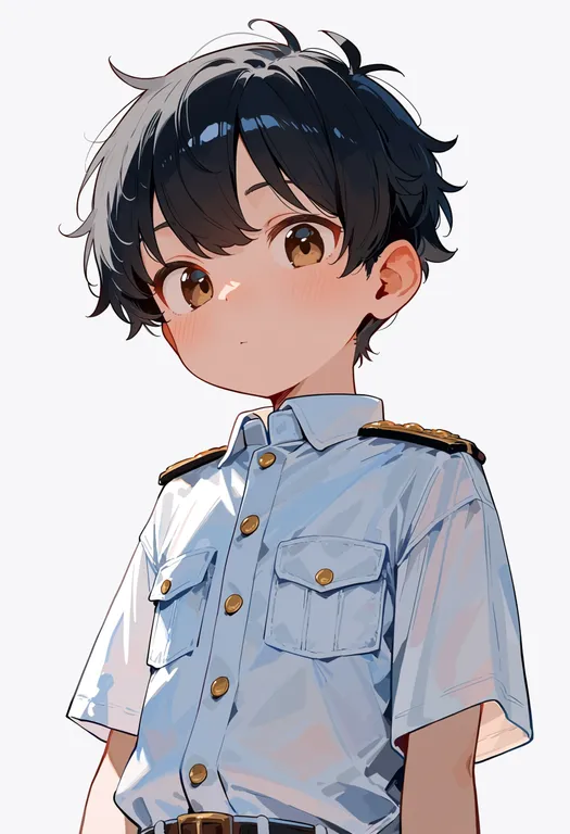 masterpiece, best quality, score_7, safe, little boy admiral (kancolle), solo, upper body, simple background — by k3scat, made with ComfyUI