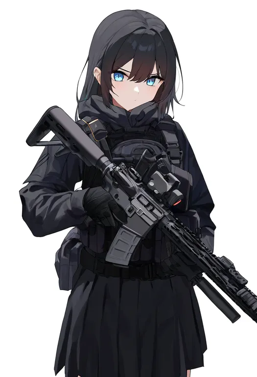 masterpiece, best quality, newest, absurdres, highres, safe, ar-15, 1girl, solo, simple_background — by k3scat, made with ComfyUI