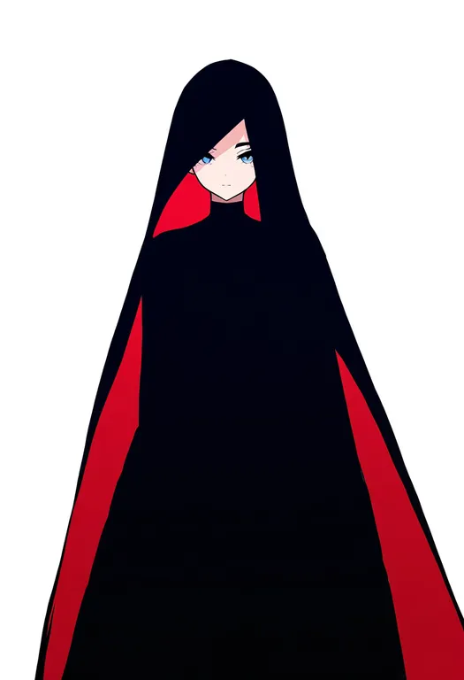 masterpiece, best quality, newest, absurdres, highres, safe, two-tone_cape, 1girl, solo, simple_background — by k3scat, made with ComfyUI