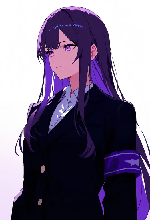 masterpiece, best quality, newest, absurdres, highres, safe, purple_armband, 1girl, solo, simple_background — by k3scat, made with ComfyUI