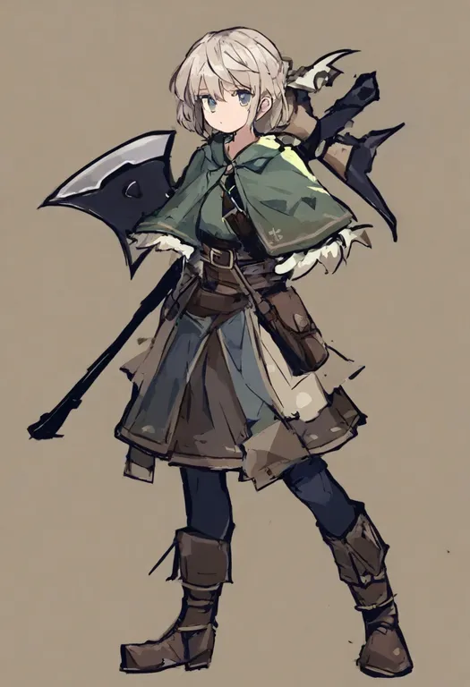 masterpiece, best quality, general, axe, 1girl, solo, simple background — by k3scat, made with ComfyUI
