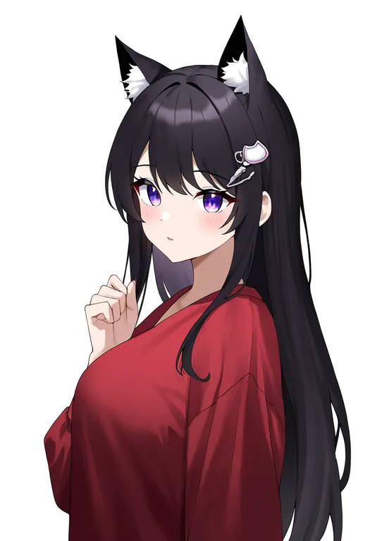 masterpiece, best quality, newest, absurdres, highres, safe, paw_hair_ornament, 1girl, solo, simple_background — by k3scat, made with ComfyUI