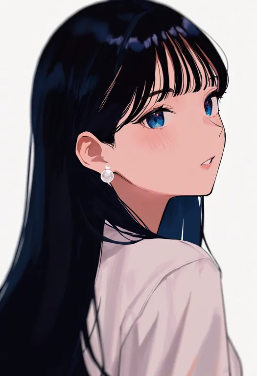 masterpiece, best quality, newest, absurdres, highres, safe, pearl_earrings, 1girl, solo, simple_background — by k3scat, made with ComfyUI