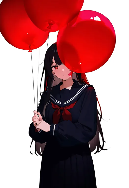 masterpiece, best quality, newest, absurdres, highres, safe, holding_balloon, 1girl, solo, simple_background — by k3scat, made with ComfyUI