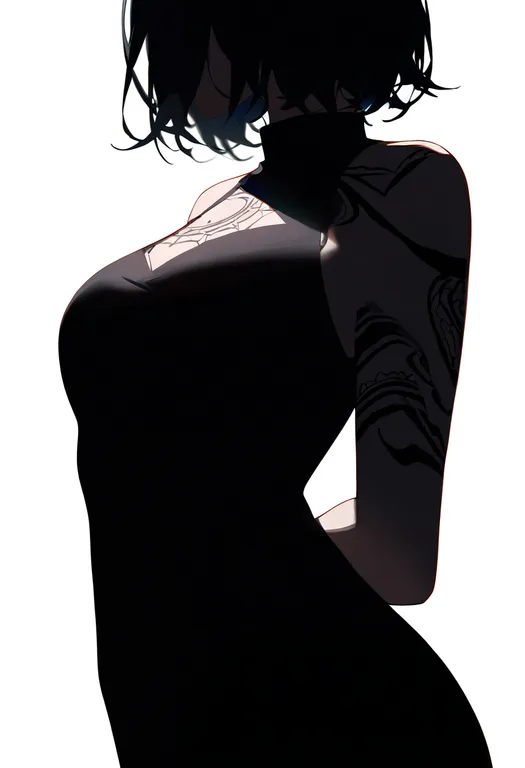 masterpiece, best quality, newest, absurdres, highres, safe, breast_tattoo, 1girl, solo, simple_background — by k3scat, made with ComfyUI