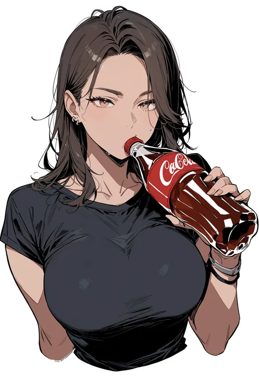 masterpiece, best quality, score_7, safe, coca-cola, solo, upper body, simple background — by k3scat, made with ComfyUI