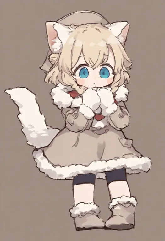 masterpiece, best quality, general, fluffy tail, 1girl, solo, simple background — by k3scat, made with ComfyUI