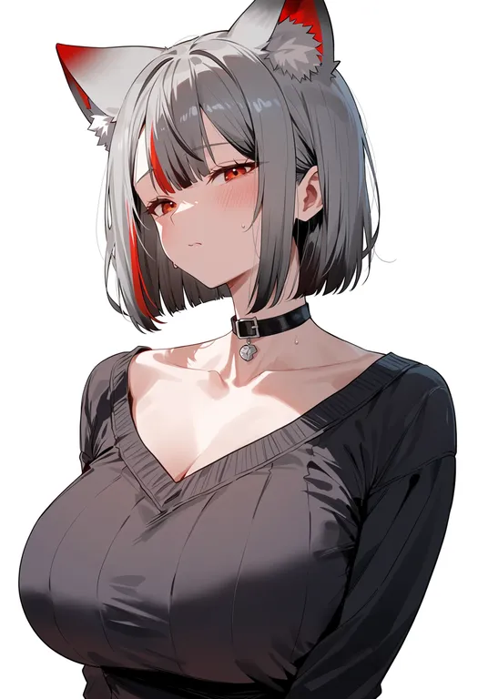 masterpiece, best quality, score_7, safe, neneko mashiro, solo, upper body, simple background — by k3scat, made with ComfyUI