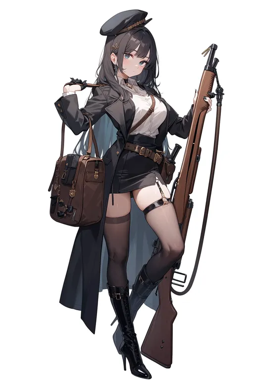 masterpiece, best quality, score_7, safe, pump action, 1girl, solo, simple background — by k3scat, made with ComfyUI