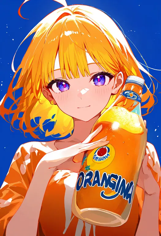 masterpiece, best quality, newest, absurdres, highres, safe, orangina, solo, upper_body, simple_background — by k3scat, made with ComfyUI