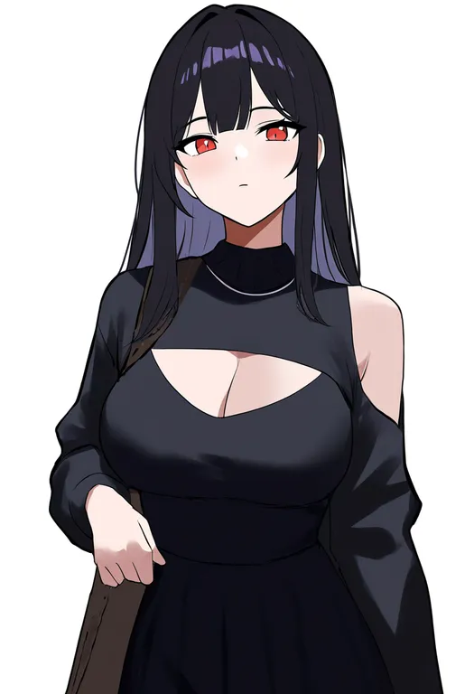 masterpiece, best quality, newest, absurdres, highres, safe, breast_cutout, 1girl, solo, simple_background — by k3scat, made with ComfyUI