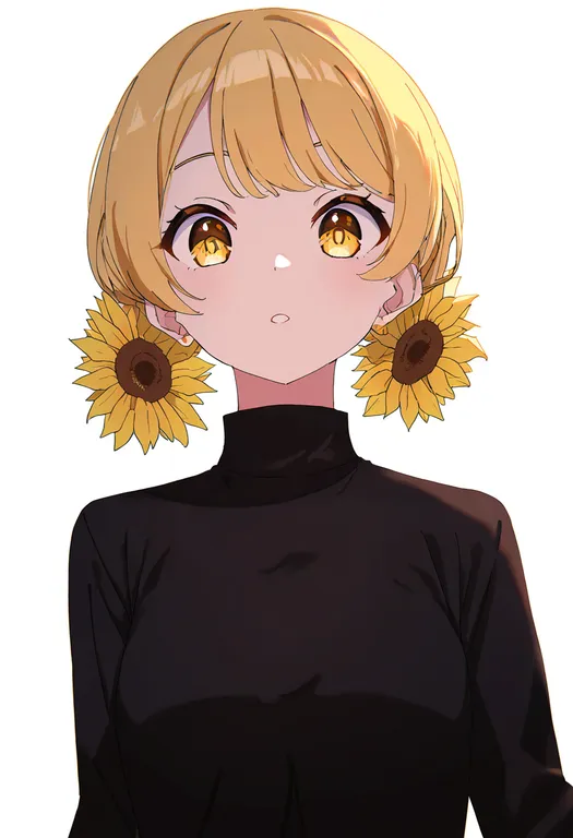 masterpiece, best quality, newest, absurdres, highres, safe, sunflower_hair_ornament, 1girl, solo, simple_background — by k3scat, made with ComfyUI