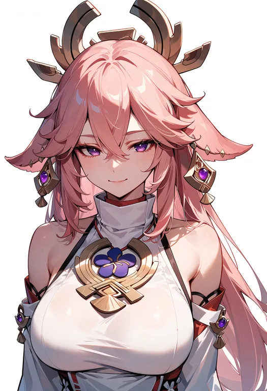 masterpiece, best quality, score_7, safe, yae miko, genshin impact, solo, upper body, simple background — by k3scat, made with ComfyUI