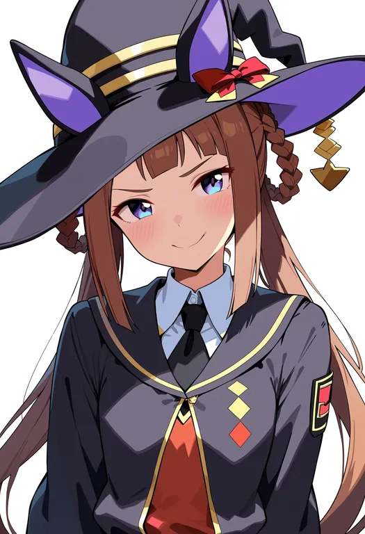 masterpiece, best quality, score_7, safe, sweep tosho (umamusume), umamusume, solo, upper body, simple background — by k3scat, made with ComfyUI