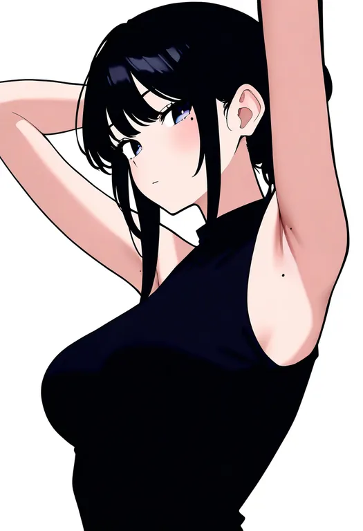 masterpiece, best quality, newest, absurdres, highres, safe, mole_on_armpit, 1girl, solo, simple_background — by k3scat, made with ComfyUI