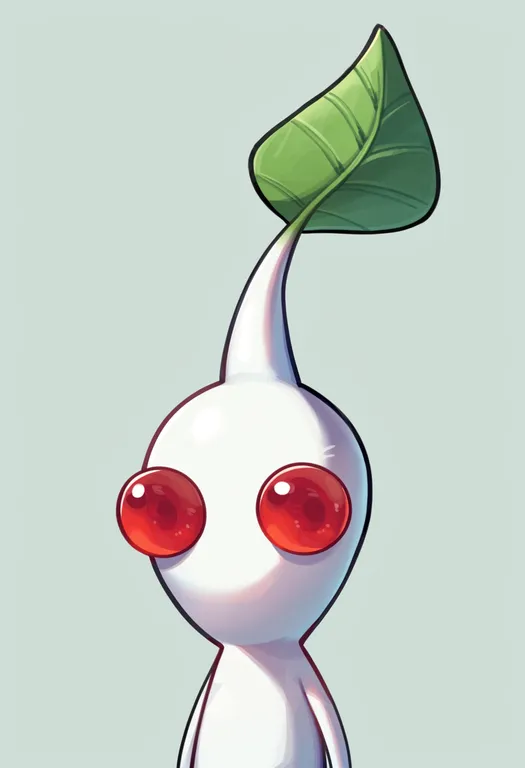 masterpiece, best quality, score_7, safe, white pikmin, solo, upper body, simple background — by k3scat, made with ComfyUI