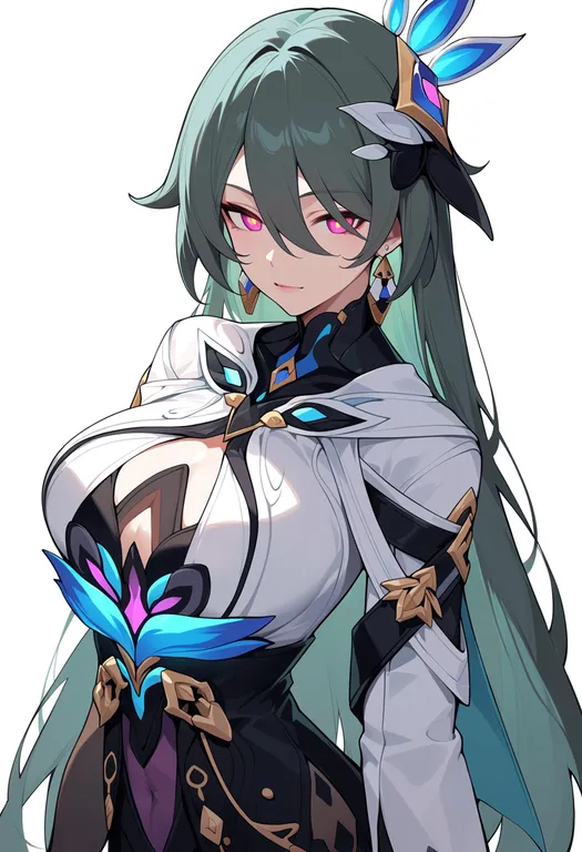 masterpiece, best quality, score_7, safe, vita (honkai impact), solo, upper body, simple background — by k3scat, made with ComfyUI