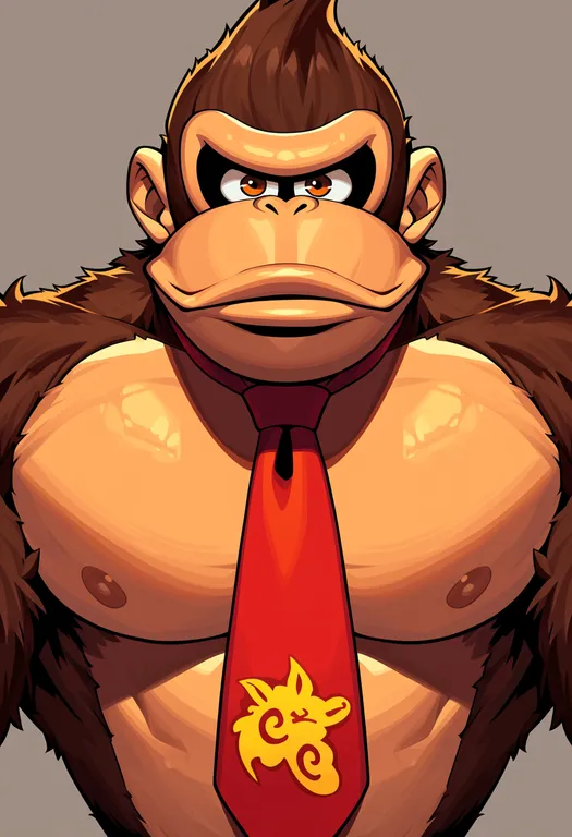 masterpiece, best quality, score_7, safe, donkey kong, solo, upper body, simple background — by k3scat, made with ComfyUI