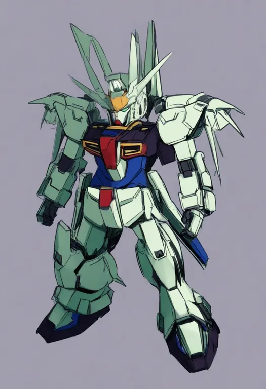 masterpiece, best quality, general, gundam age, solo, simple background — by k3scat, made with ComfyUI