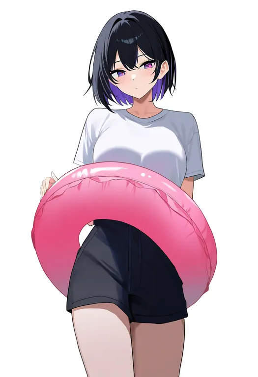 masterpiece, best quality, newest, absurdres, highres, safe, innertube, 1girl, solo, simple_background — by k3scat, made with ComfyUI