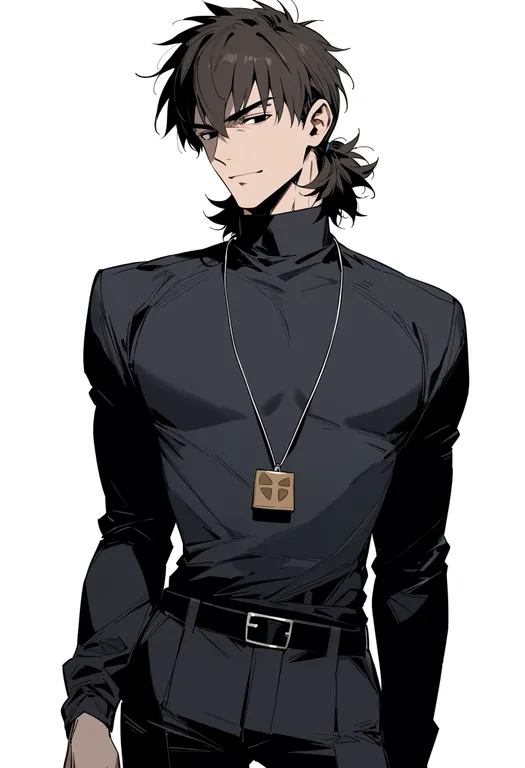 masterpiece, best quality, score_7, safe, kotomine kirei (fate/zero), fate/zero, solo, upper body, simple background — by k3scat, made with ComfyUI