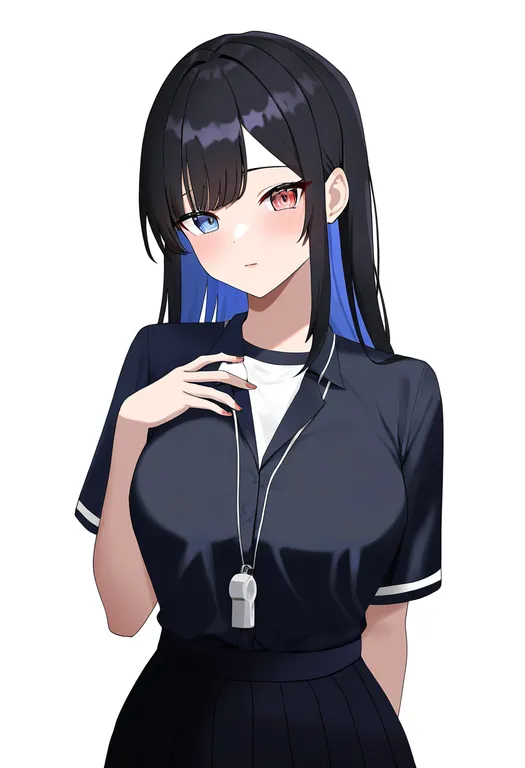 masterpiece, best quality, newest, absurdres, highres, safe, whistle, 1girl, solo, simple_background — by k3scat, made with ComfyUI