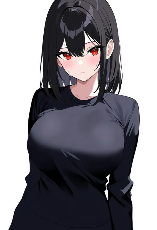masterpiece, best quality, newest, absurdres, highres, safe, sweaty_clothes, 1girl, solo, simple_background — by k3scat, made with ComfyUI