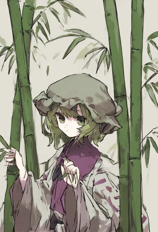 masterpiece, best quality, general, bamboo, 1girl, solo, simple background — by k3scat, made with ComfyUI