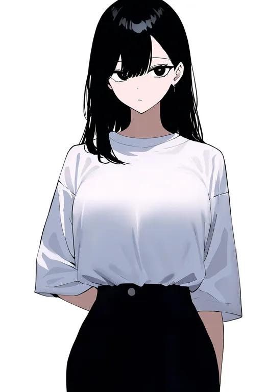 masterpiece, best quality, newest, absurdres, highres, safe, shirt_tucked_in, 1girl, solo, simple_background — by k3scat, made with ComfyUI