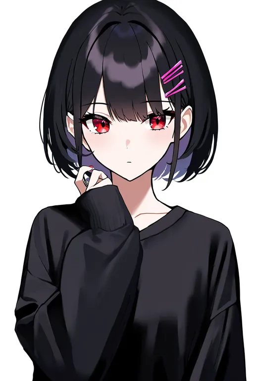 masterpiece, best quality, newest, absurdres, highres, safe, multiple_hairpins, 1girl, solo, simple_background — by k3scat, made with ComfyUI