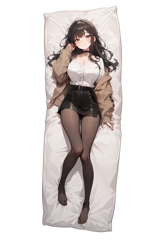 masterpiece, best quality, score_7, safe, dakimakura (object), 1girl, solo, simple background — by k3scat, made with ComfyUI