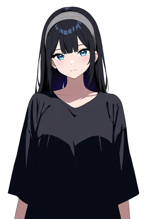 masterpiece, best quality, newest, absurdres, highres, safe, grey_hairband, 1girl, solo, simple_background — by k3scat, made with ComfyUI