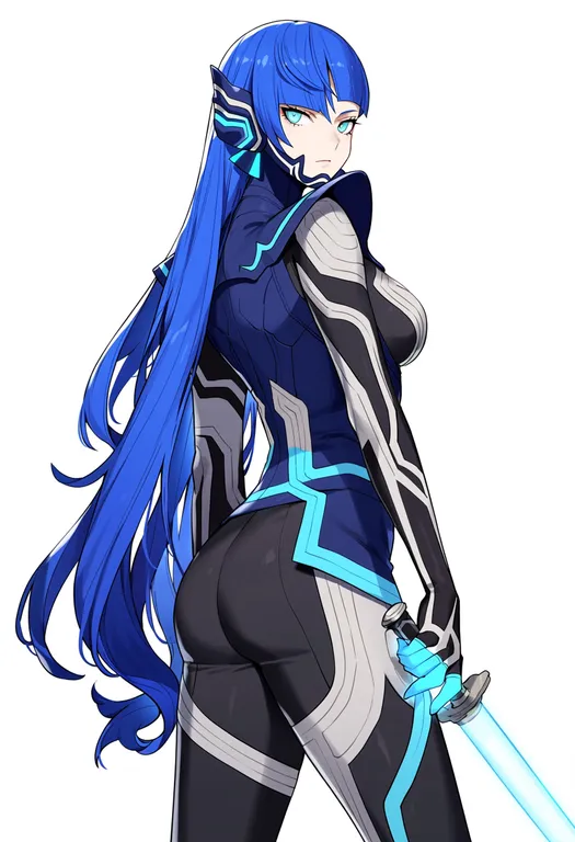 masterpiece, best quality, score_7, safe, shin megami tensei v, solo, simple background — by k3scat, made with ComfyUI