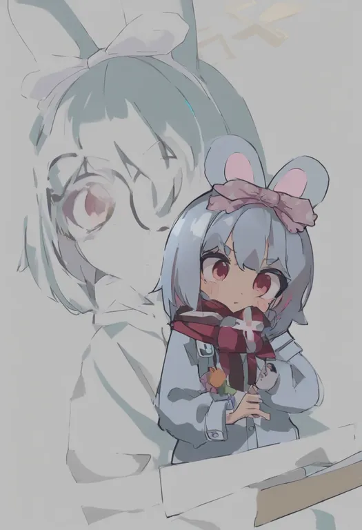 masterpiece, best quality, general, rabbit ear hairband, 1girl, solo, simple background — by k3scat, made with ComfyUI
