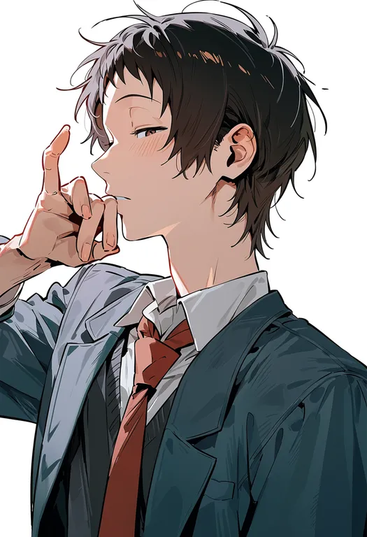 masterpiece, best quality, score_7, safe, adachi tooru, solo, upper body, simple background — by k3scat, made with ComfyUI