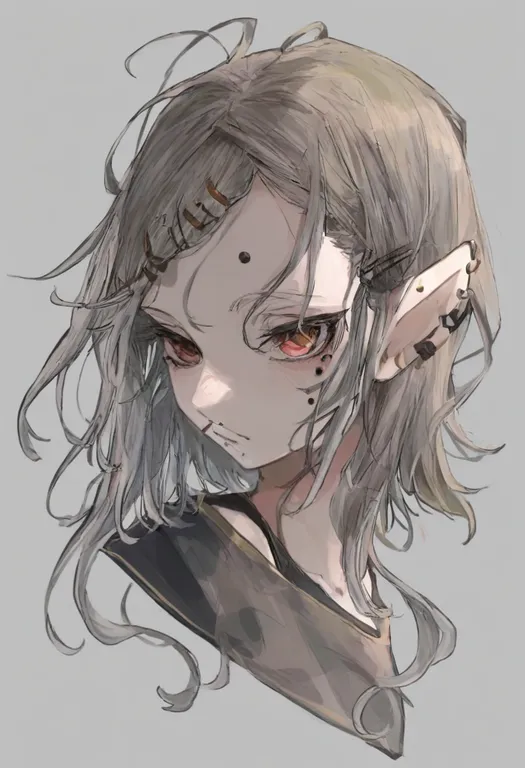 masterpiece, best quality, general, face piercing, 1girl, solo, simple background — by k3scat, made with ComfyUI