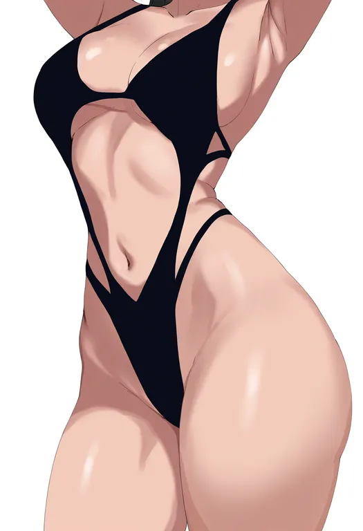 masterpiece, best quality, newest, absurdres, highres, safe, black_slingshot_swimsuit, 1girl, solo, simple_background — by k3scat, made with ComfyUI