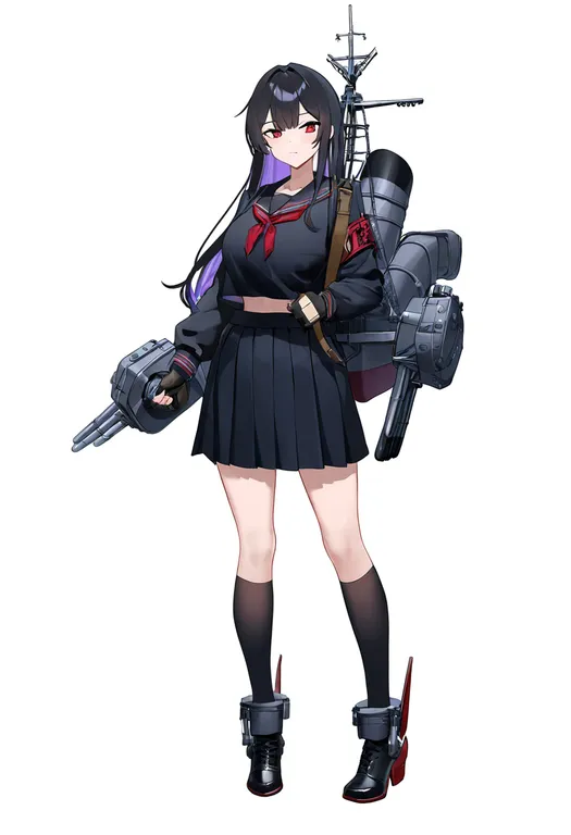 masterpiece, best quality, newest, absurdres, highres, safe, torpedo_launcher, 1girl, solo, simple_background — by k3scat, made with ComfyUI