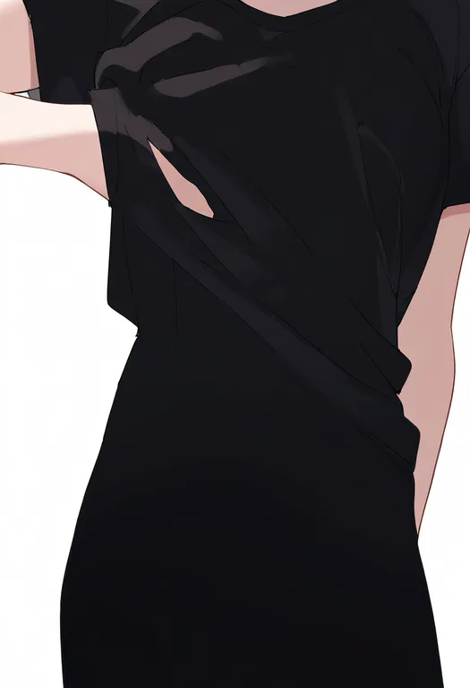 masterpiece, best quality, newest, absurdres, highres, safe, grabbing_another's_shirt, 1girl, solo, simple_background — by k3scat, made with ComfyUI